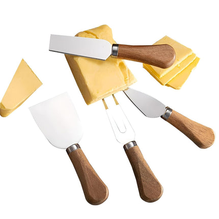 4 Piece Stainless Steel Cheese Knife Set Sharp Blades Ergonomic Handles Durable