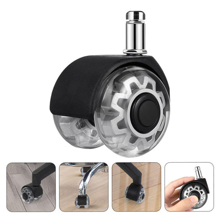 5PCS Silent Office Chair Caster Wheels Transparent Double Roller Replacement Set