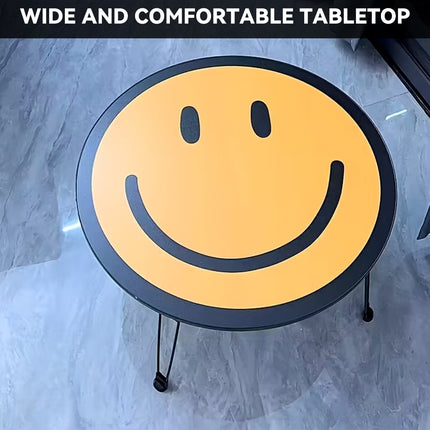 Foldable Small Table with Smiley Face Pattern Childrens Study Desk Play Table