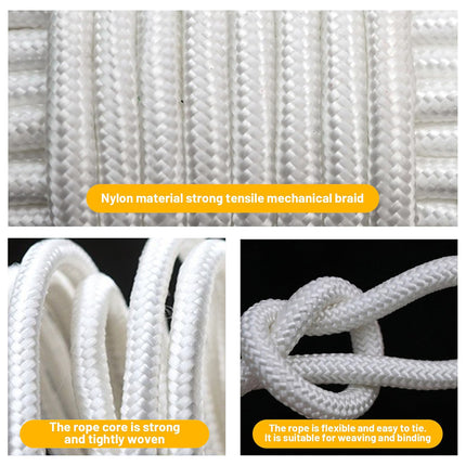 White Braided Rope Nylon Core Spun Rope Wear Resistant Binding Umbrella Rope