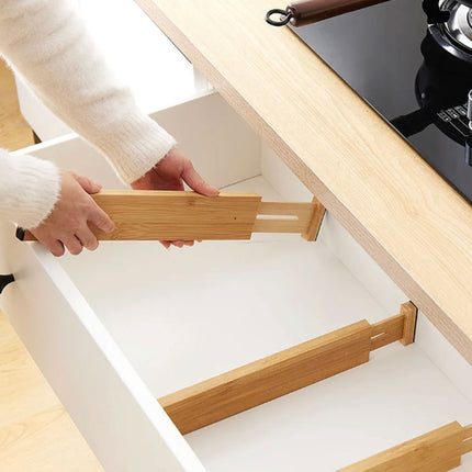 4PCS Bamboo Drawer Retractable Partitions Durable for Home Kitchen Desk Use