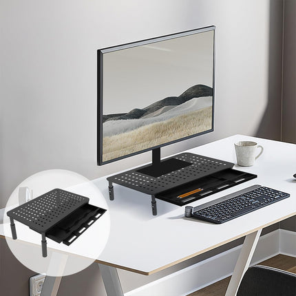 Monitor Stand Riser Aluminium 3 Level Laptop Desk Organiser Non Slip Black