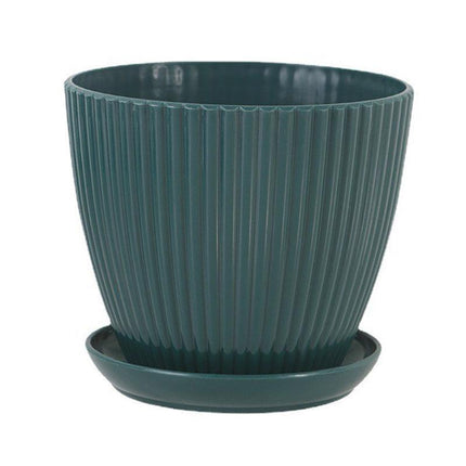 6PCS Simple Plastic Round Plant Pots Vertical Stripes Flower Pot Green Gardening