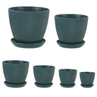 6PCS Simple Plastic Round Plant Pots Vertical Stripes Flower Pot Green Gardening