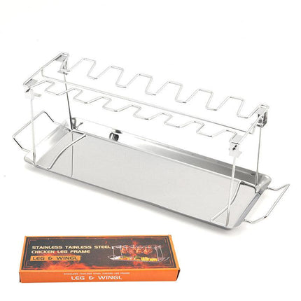 Foldable Stainless Steel Barbecue Grill Rack for Chicken Legs Outdoor Cooking