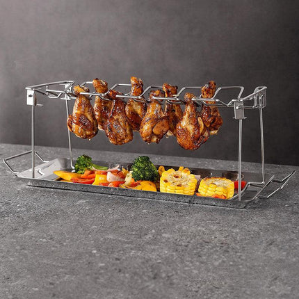 Foldable Stainless Steel Barbecue Grill Rack for Chicken Legs Outdoor Cooking
