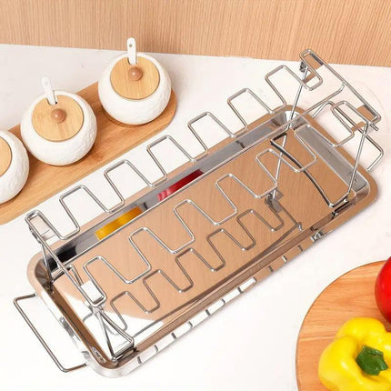 Foldable Stainless Steel Barbecue Grill Rack for Chicken Legs Outdoor Cooking