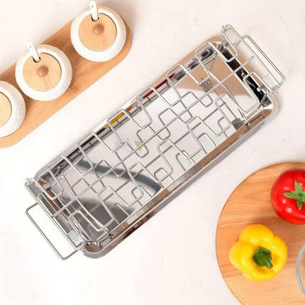 Foldable Stainless Steel Barbecue Grill Rack for Chicken Legs Outdoor Cooking