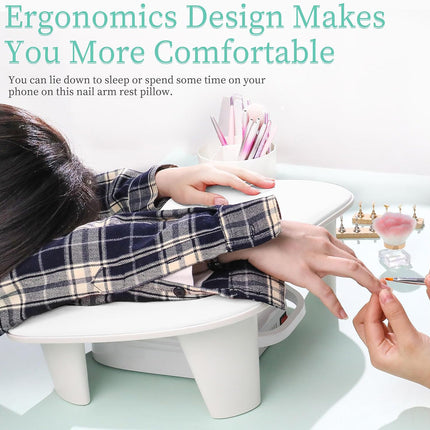 Manicure Hand Rest PU Leather Nail Arm Cushion Portable Tilting Detachable Pad