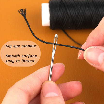 Hand Sewing Kit Canvas Leather Craft 31 or 37PCS Big Eye Needles Cotton Thread