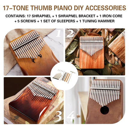 17-Tone Keyboard Set with Soundboard and Tuning Hammer for Musical Instrument