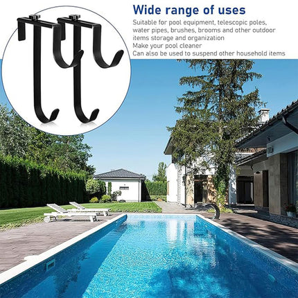 2PCS Pool Towel Hooks Punch Free Metal Double Hook Wall Mount Holder Portable