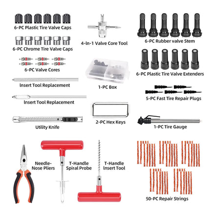 98PCS Tire Repair Tool Kit with Case for Car Truck Bike Motorcycle Tire Plug