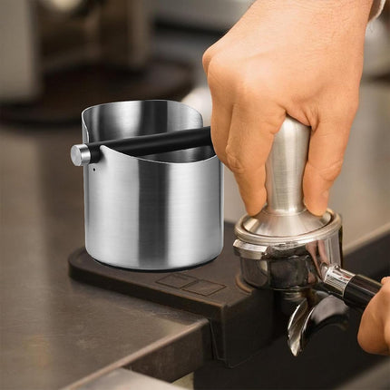 Stainless Steel Coffee Grounds Knock Box Round Tap Bucket for Household Espresso