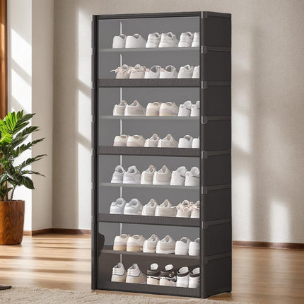 Simple Shoe Cabinet with Transparent Door 8 Tier for Entryway Hallway Durable