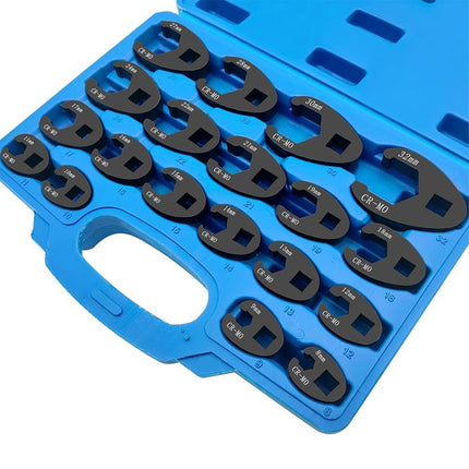 19PCS Open End Wrench Head Set Oil Pipe Spanner Auto Repair Line Removal Tool