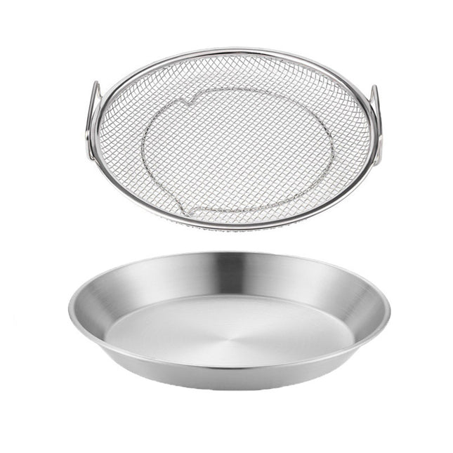 Stainless Steel Frying Skimmer Oil Drain Mesh Rack with Tray 22cm Heat Resistant