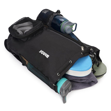 Mesh Drawstring Backpack Lightweight Sports Bag for Gym Swimming Beach Use