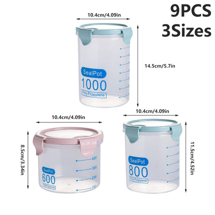 9-Piece Set Food Storage Sealed Lid Container Kitchen Canister Set Organiser