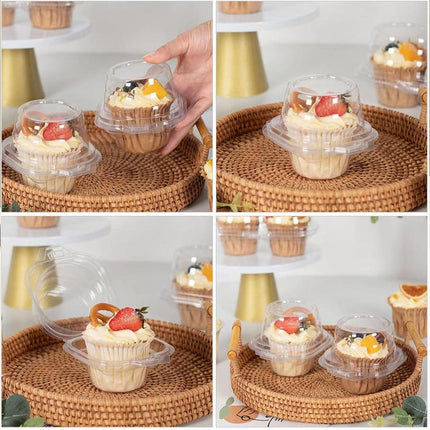 100PCS Transparent Cupcake Packaging Box Muffin Container Bakery