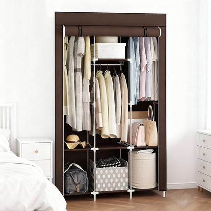 Simple Wardrobe With Shoe Rack Non Woven Fabric Foldable For Home Bedroom