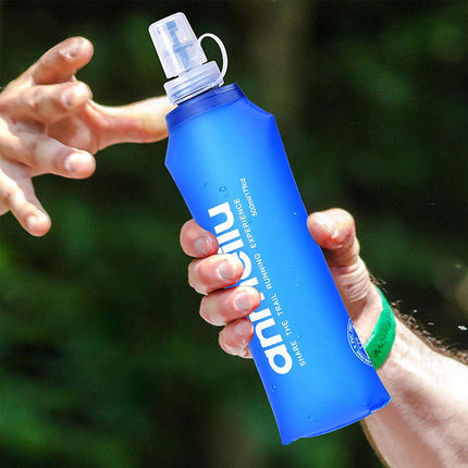 Collapsible Water Bottle 500ml Soft TPU with Straw Foldable Running Hiking