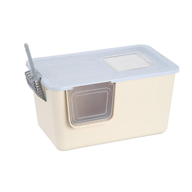 Cat Litter Box Large Semi Milk Coffee Colour Toilet High Sided Odour Control