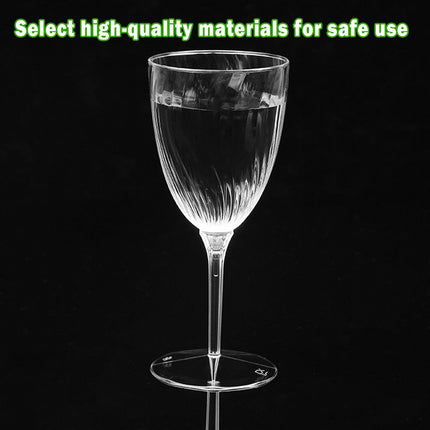 8pcs 210ml Plastic Twill Wine Glass Transparent Tall Drinking Cup for Party Bar