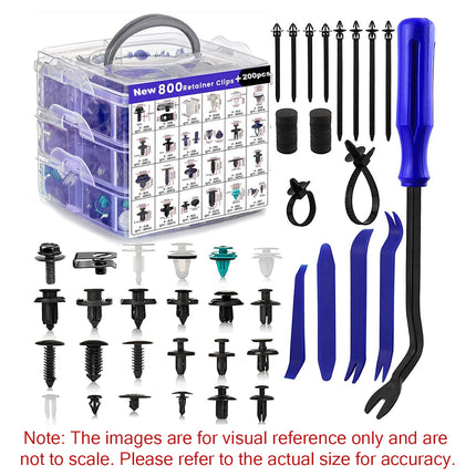 1000PCS Car Buckle Set Boxed Assorted Sizes for Fender Bumper Door Panel Repair