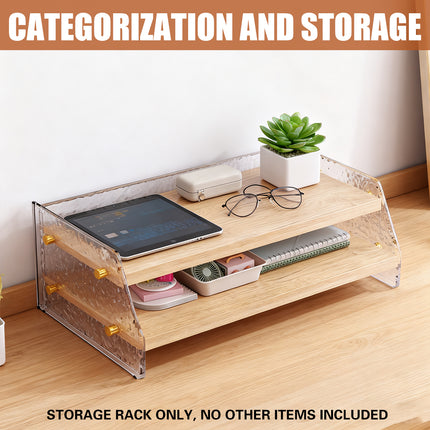 Double Layer Acrylic Desktop Organiser Stable Clear for Desk Monitor Riser Use
