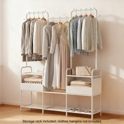 Simple Clothes Rack Steel Frame Non-Woven Fabric Durable for Bedroom Storage Use
