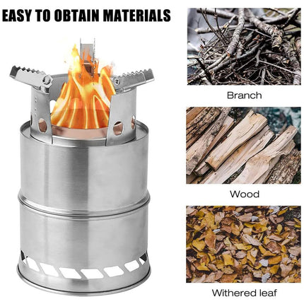 Outdoor Portable Windproof Wood Stove High Heat For Camping Hiking Travel