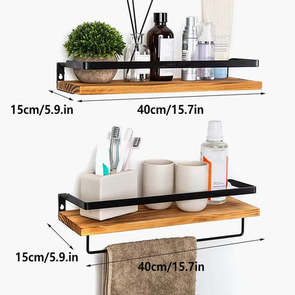 2pcs Floating Wall Shelf Iron Storage Rack Mounted Home Office Decor Organizer