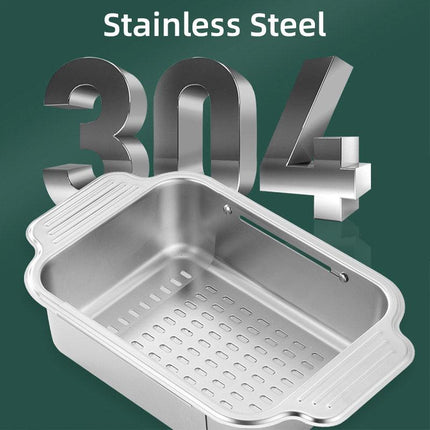 304 Stainless Steel Retractable Sink Drain Basket Kitchen Storage Rack Adjustable