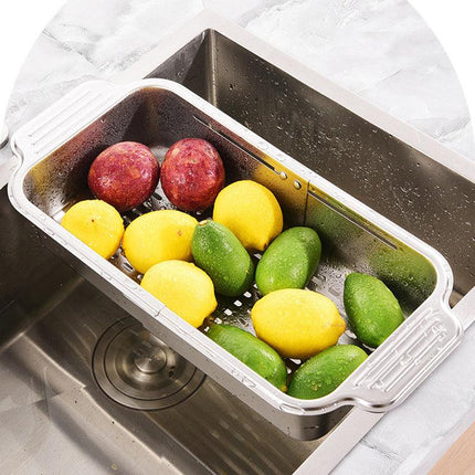 304 Stainless Steel Retractable Sink Drain Basket Kitchen Storage Rack Adjustable