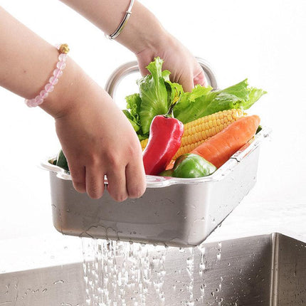 304 Stainless Steel Retractable Sink Drain Basket Kitchen Storage Rack Adjustable
