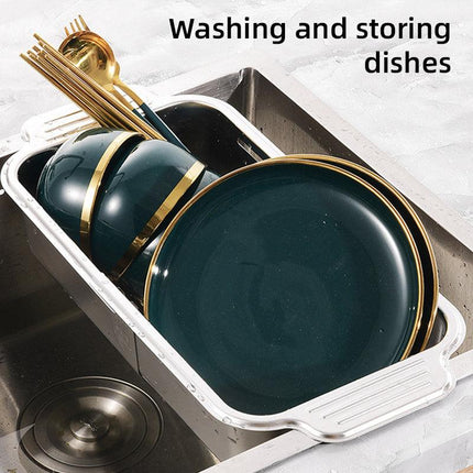 304 Stainless Steel Retractable Sink Drain Basket Kitchen Storage Rack Adjustable