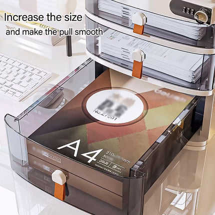 Desktop Drawer Cabinet with Password Lock 3 or 4 Layer HIPS Office Home Storage