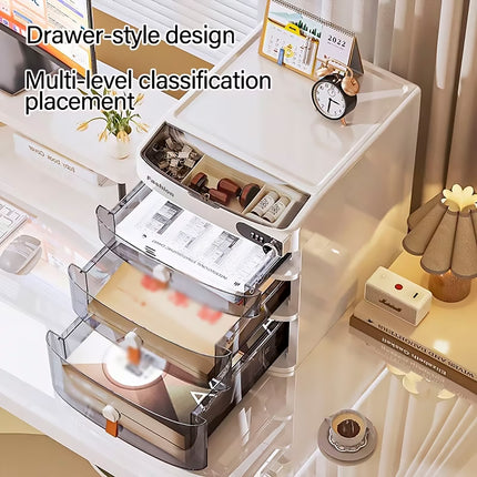 Desktop Drawer Cabinet with Password Lock 3 or 4 Layer HIPS Office Home Storage