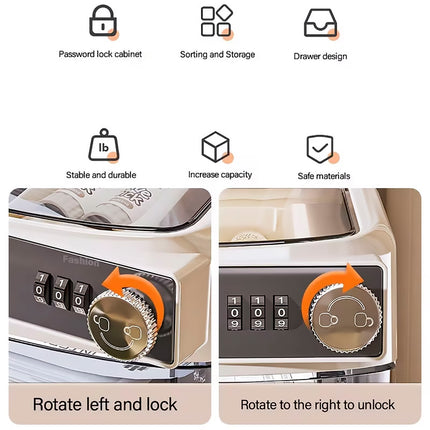 Desktop Drawer Cabinet with Password Lock 3 or 4 Layer HIPS Office Home Storage