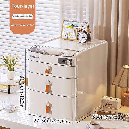 Desktop Drawer Cabinet with Password Lock 3 or 4 Layer HIPS Office Home Storage