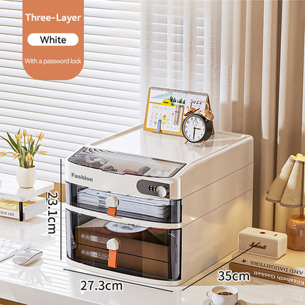 Desktop Drawer Cabinet with Password Lock 3 or 4 Layer HIPS Office Home Storage