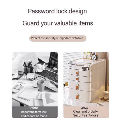 Desktop Drawer Cabinet with Password Lock 3 or 4 Layer HIPS Office Home Storage