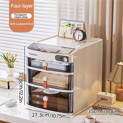 Desktop Drawer Cabinet with Password Lock 3 or 4 Layer HIPS Office Home Storage