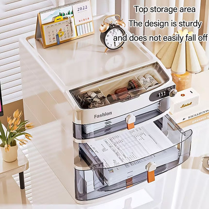 Desktop Drawer Cabinet with Password Lock 3 or 4 Layer HIPS Office Home Storage