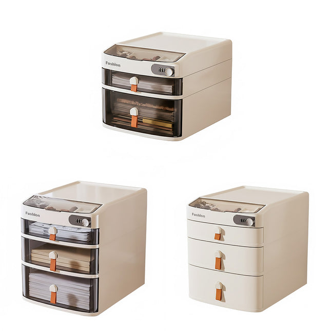 Desktop Drawer Cabinet with Password Lock 3 or 4 Layer HIPS Office Home Storage