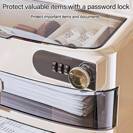 Desktop Drawer Cabinet with Password Lock 3 or 4 Layer HIPS Office Home Storage