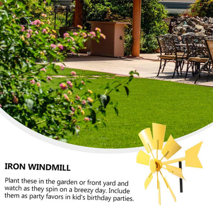 Metal Windmill Garden Decor Outdoor Yard Stake Ornament for Lawn Courtyard Park