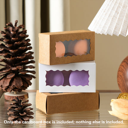 50PCS Kraft Paper Gift Box with Clear Window 10.5x3.5x5.5cm Khaki/White Sturdy