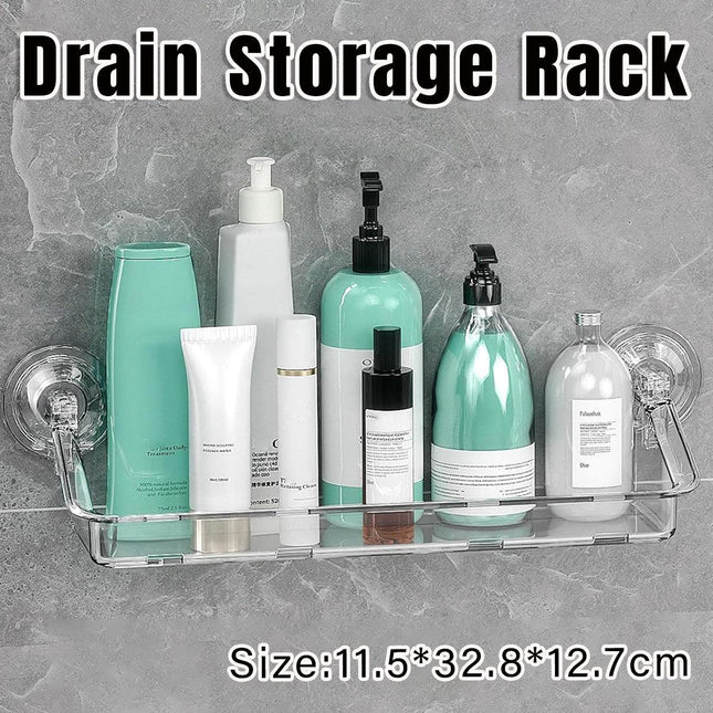 Wall Mounted Bathroom Shelf Storage Box Organizer with Drainage for Home Use